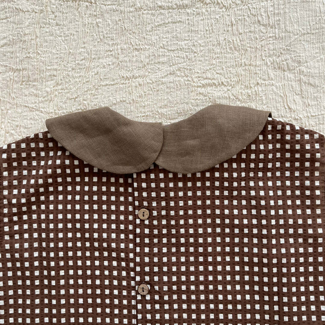 Hello Lupo - Nico blouse, chocolate quadri