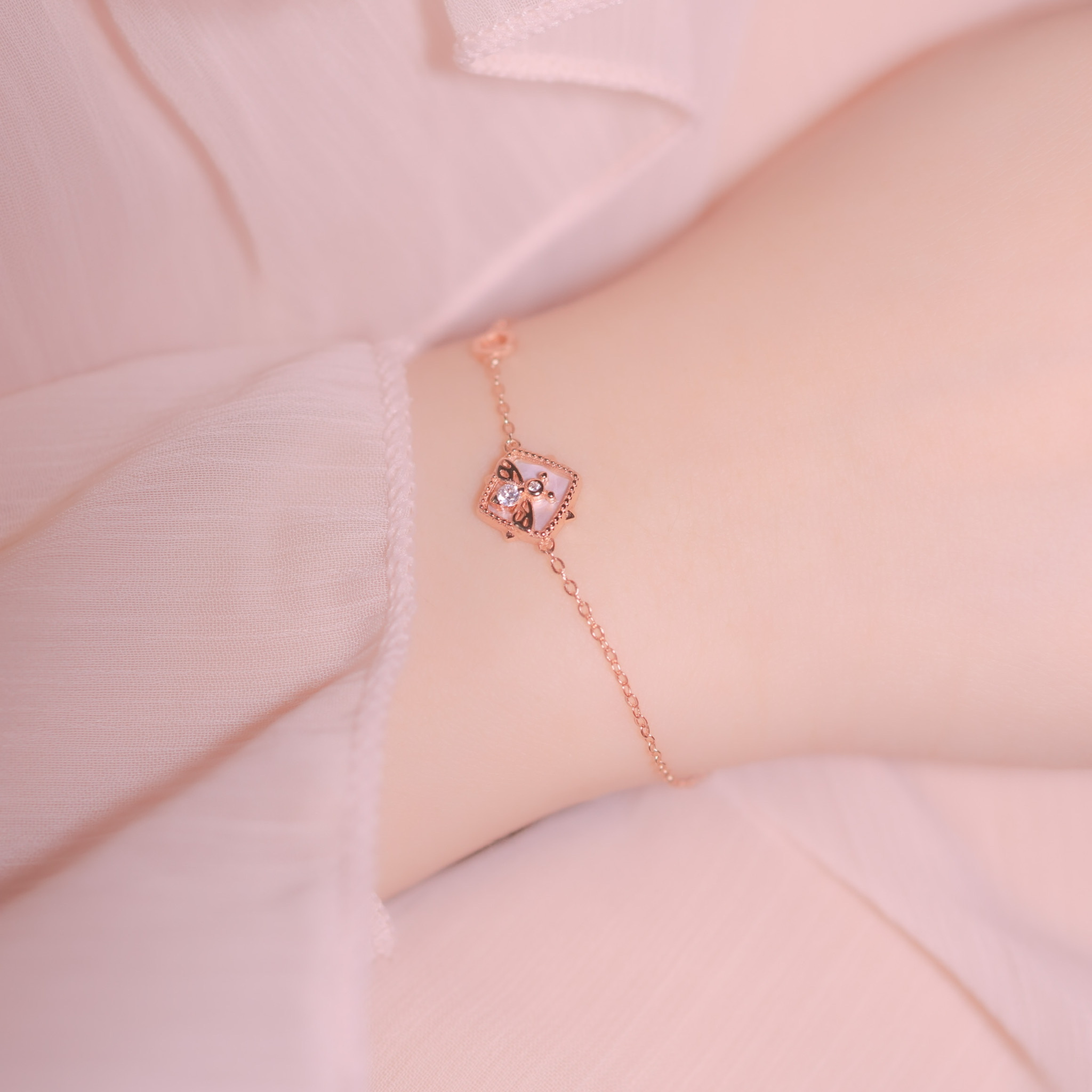 | 925純銀・ 玫瑰金 | 你是我的寶貝手鏈 | BR0662 |