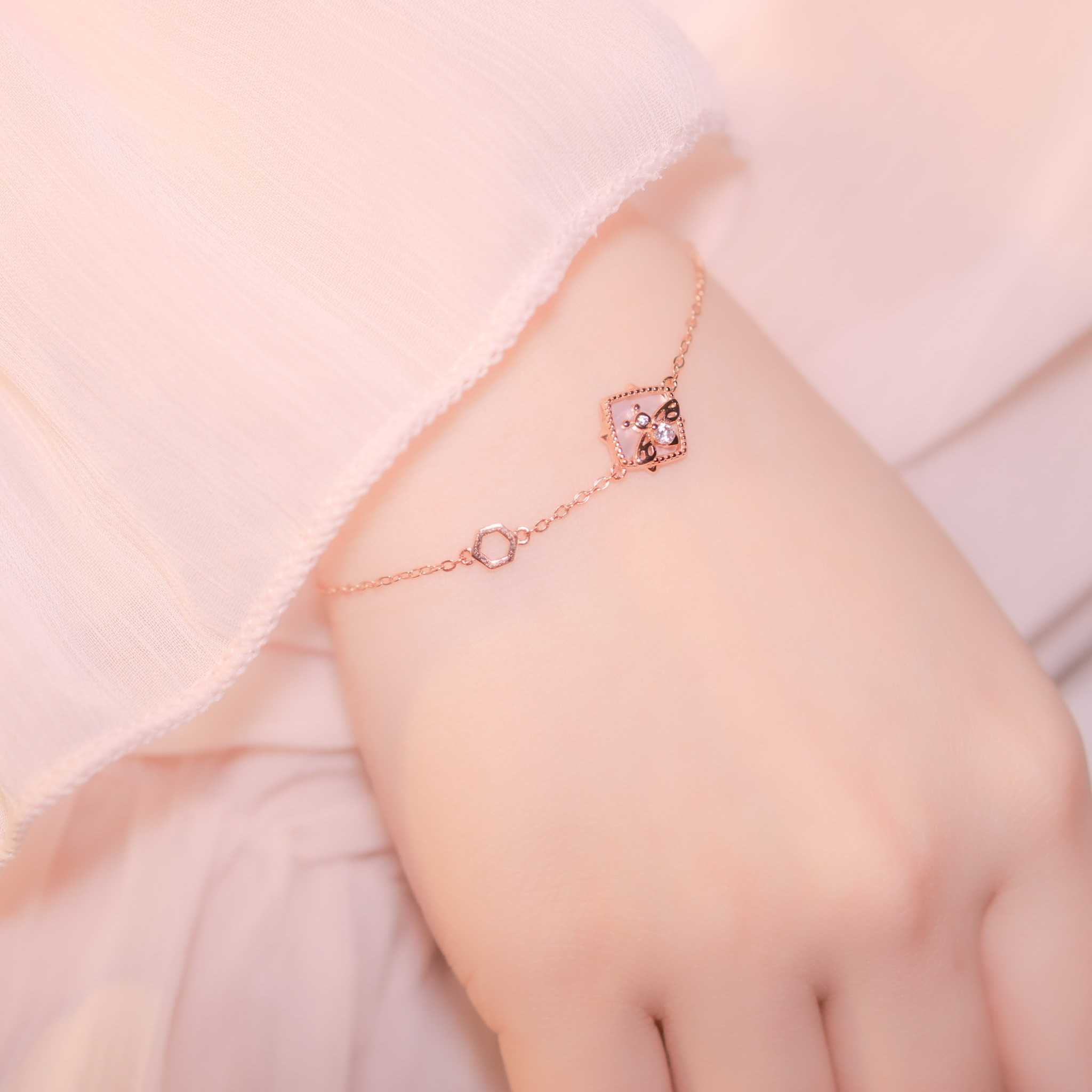 | 925純銀・ 玫瑰金 | 你是我的寶貝手鏈 | BR0662 |