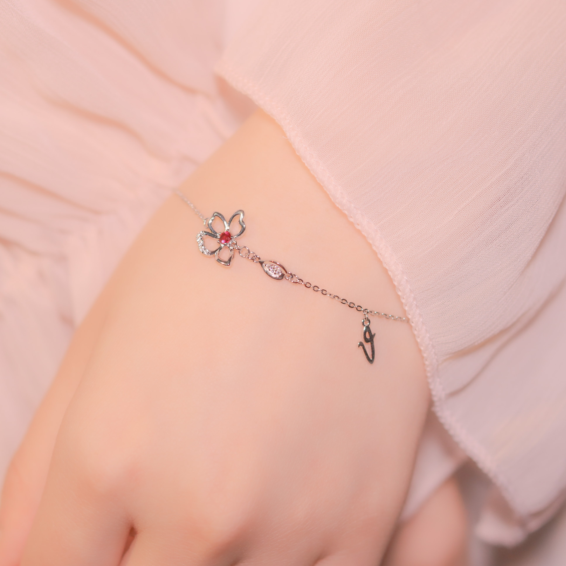 | 925 Silver・White Gold・Rose Gold | Flower Place Bracelet（Silver / Rose Gold） | BR0677 |
