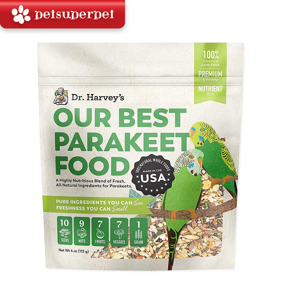 【原裝行貨】Dr. Harvey's 全天然長尾小鸚鵡鳥糧 4lb/磅裝 (1.81kg)＊【食用期限：M04/09/2025】＊