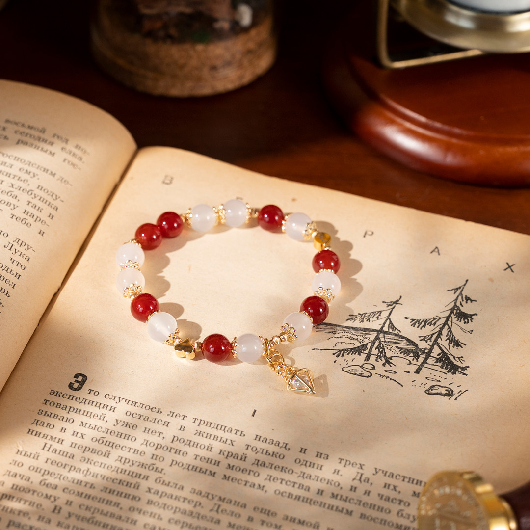 【白色大道】費加洛婚禮-白瑪瑙紅瑪瑙手鍊