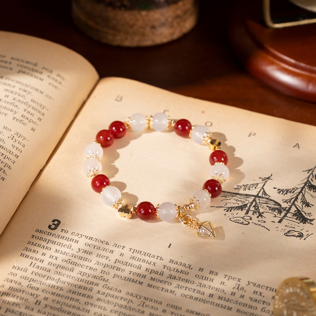 【白色大道】費加洛婚禮-白瑪瑙紅瑪瑙手鍊