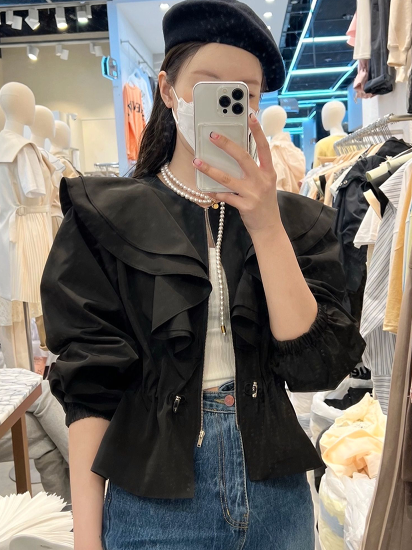 [現貨]浪漫荷葉領收腰外套 [ 2色 ]