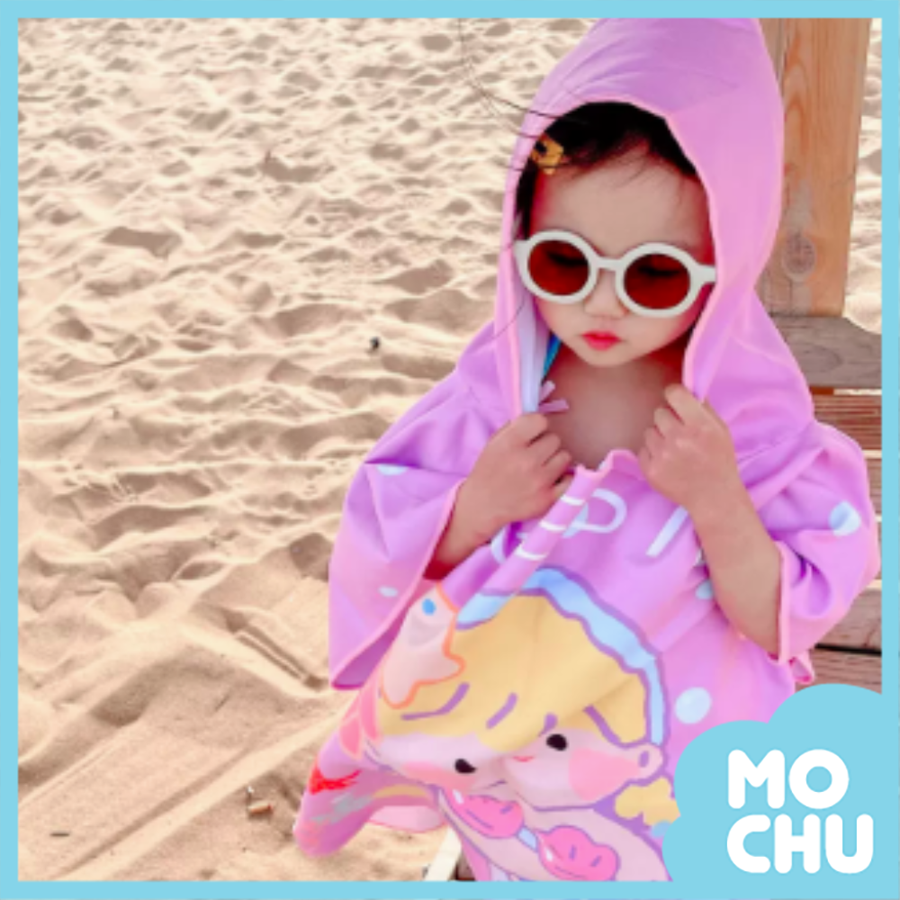 海洋小美人魚帶帽浴袍