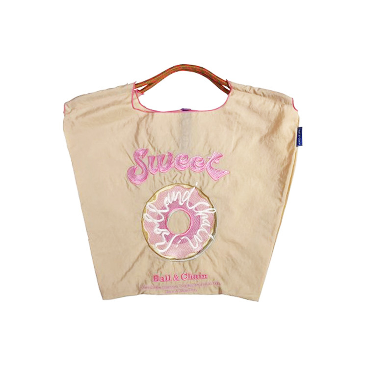 預購｜Ball & Chain 奶茶色 甜甜圈刺繡環保袋 M