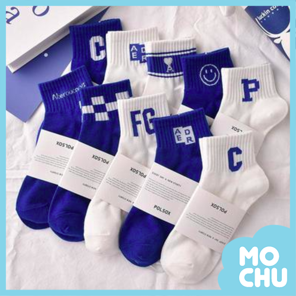 (組合2現貨)克萊因藍短襪五入組