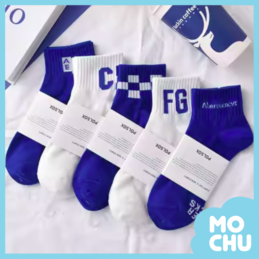 (組合2現貨)克萊因藍短襪五入組