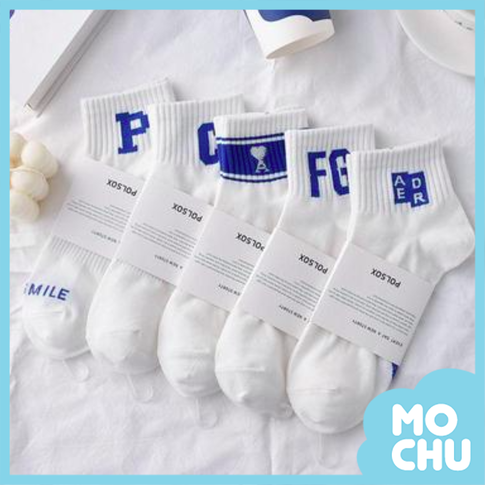 頭頂愛心字母短襪五入組