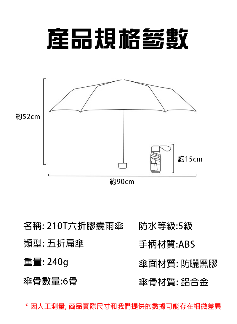 破盤價 210T六折膠囊雨傘  升級送收納拉鍊盒及單色LOGO G57