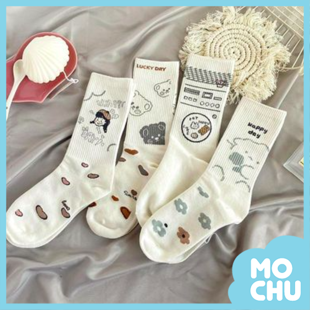 灰色熊熊長筒襪四入組