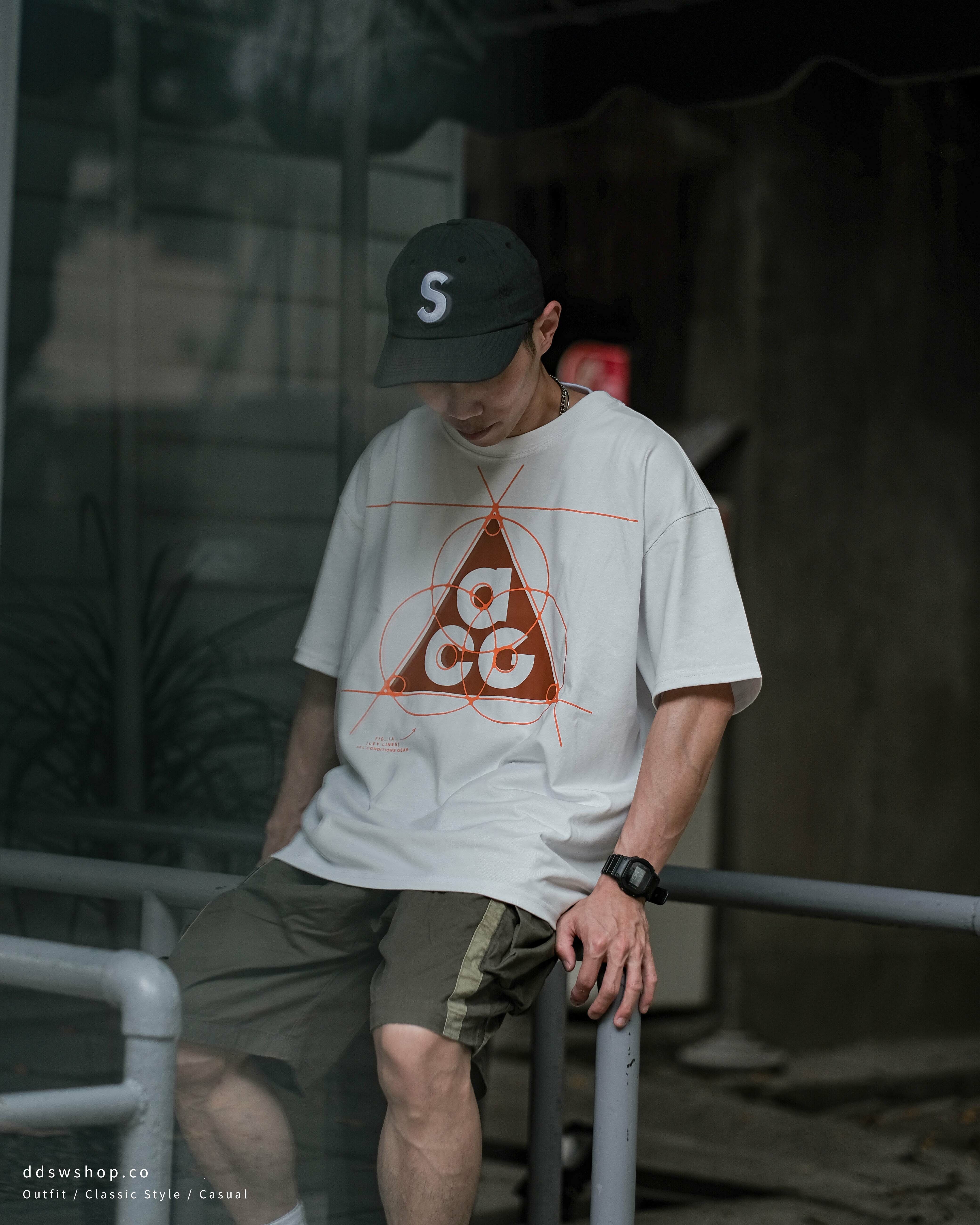 Nike ACG Graphic Tee 短袖 幾何線條 三角形大Logo 重磅 寬鬆 白色 FB8120-121 水藍色 FB8120-479