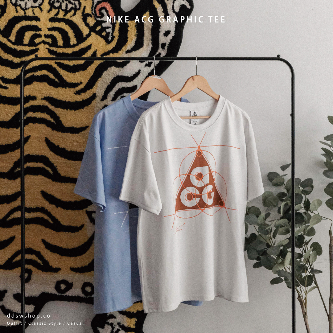 Nike ACG Graphic Tee 短袖 幾何線條 三角形大Logo 重磅 寬鬆 白色 FB8120-121 水藍色 FB8120-479