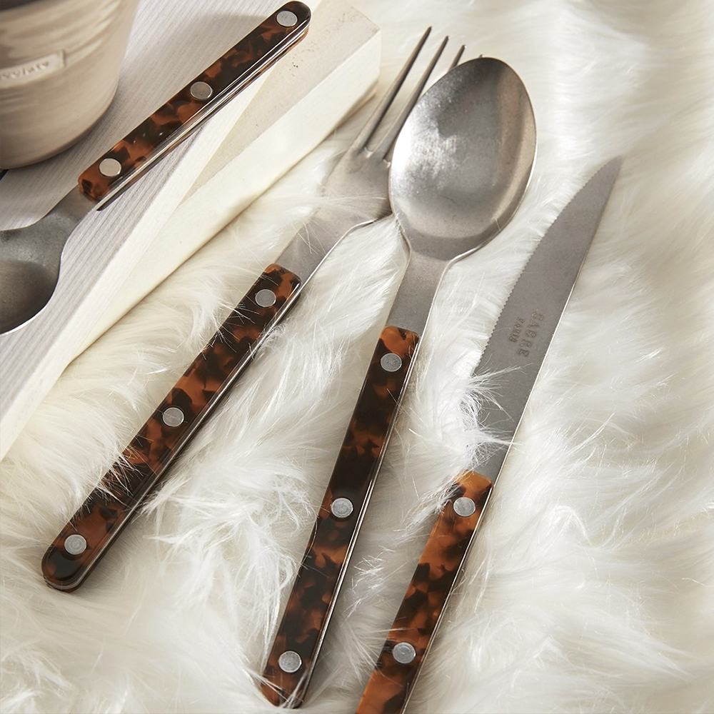 SABRE | Bistrot 復古酒館鈕扣系列 | 主餐湯匙 | 霧面 |玳瑁