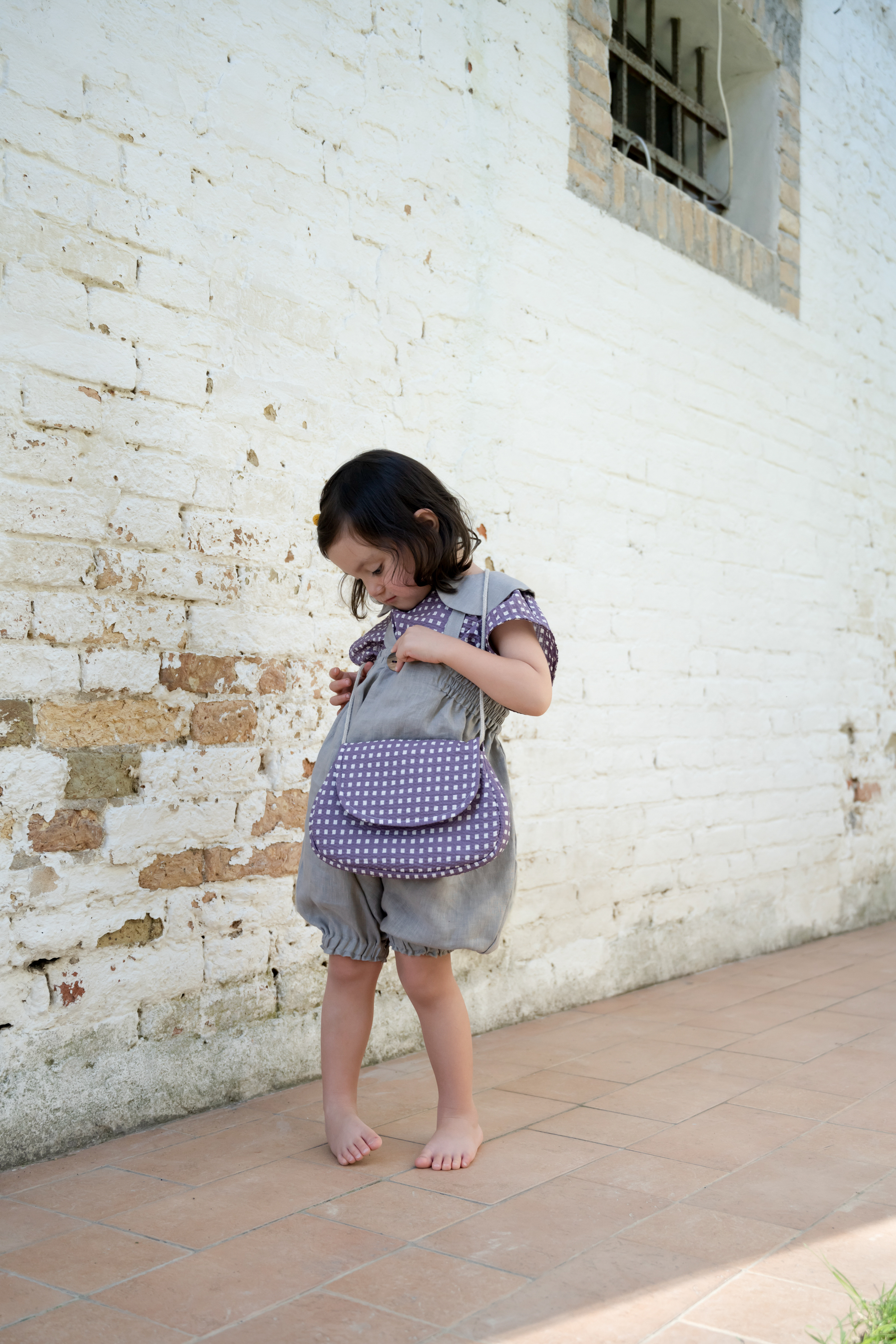 Hello Lupo - Nico blouse, lilac quadri