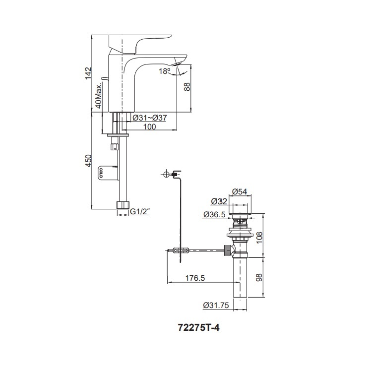 Kohler "Aleo" K-72275T-4-BL Single Lever Lavatory Faucet