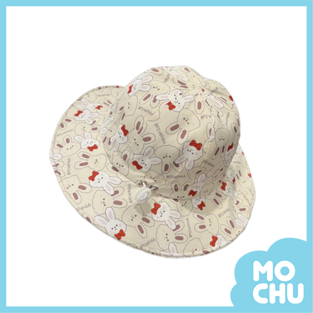 紅蝴蝶結兔兔薄款布帽