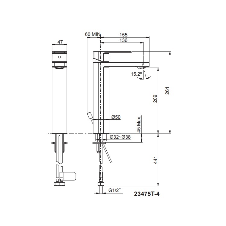 Kohler "Parallel" K-23475T-4-RGD Single Lever Lavatory Faucet