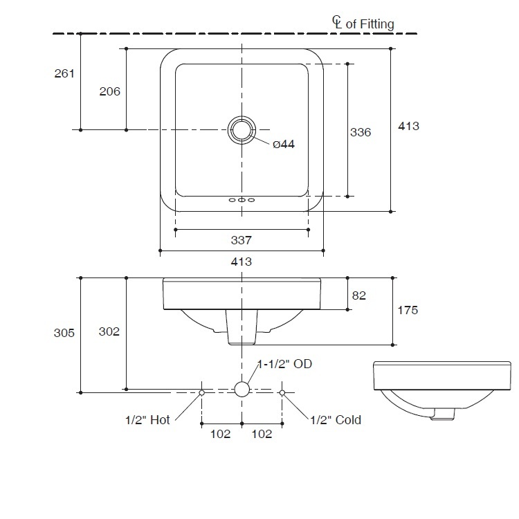 Kohler "Forefront" K-2661X-NSG Square Vessel Washbasin
