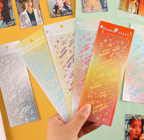 悦真梦想流星系列镭射咕卡手账贴纸（一套6款）