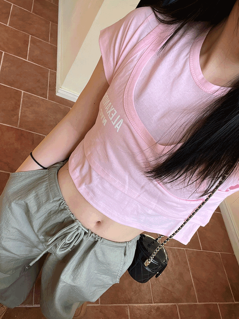 [現貨]美式兩件式背心上衣(黑色)