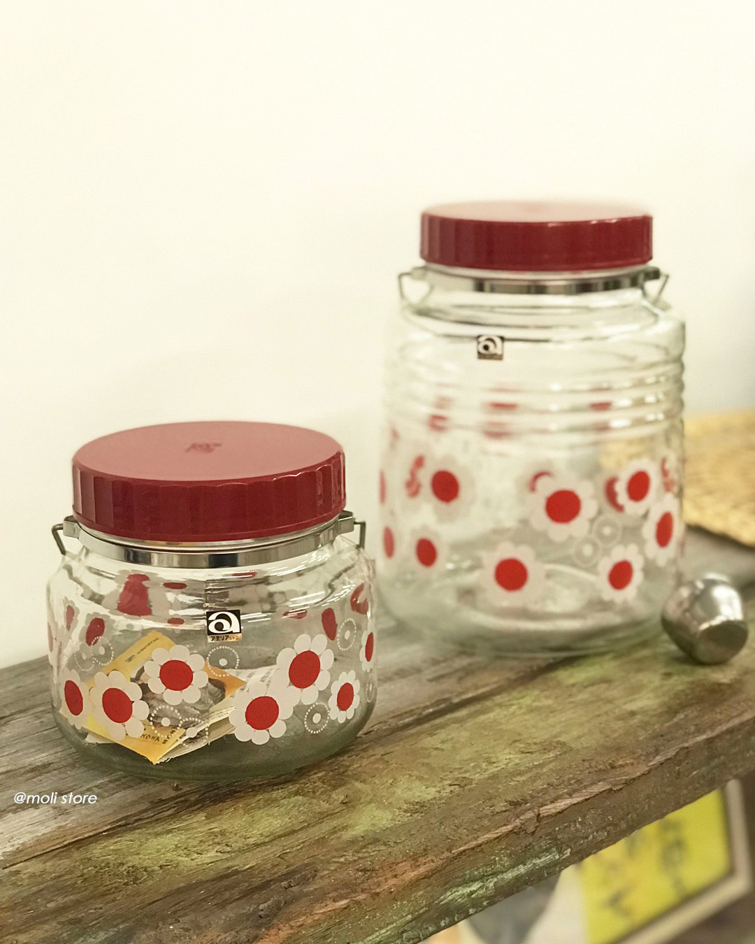 昭和復古 釀酒瓶 / 醃漬瓶1L 紅菊｜ADERIA