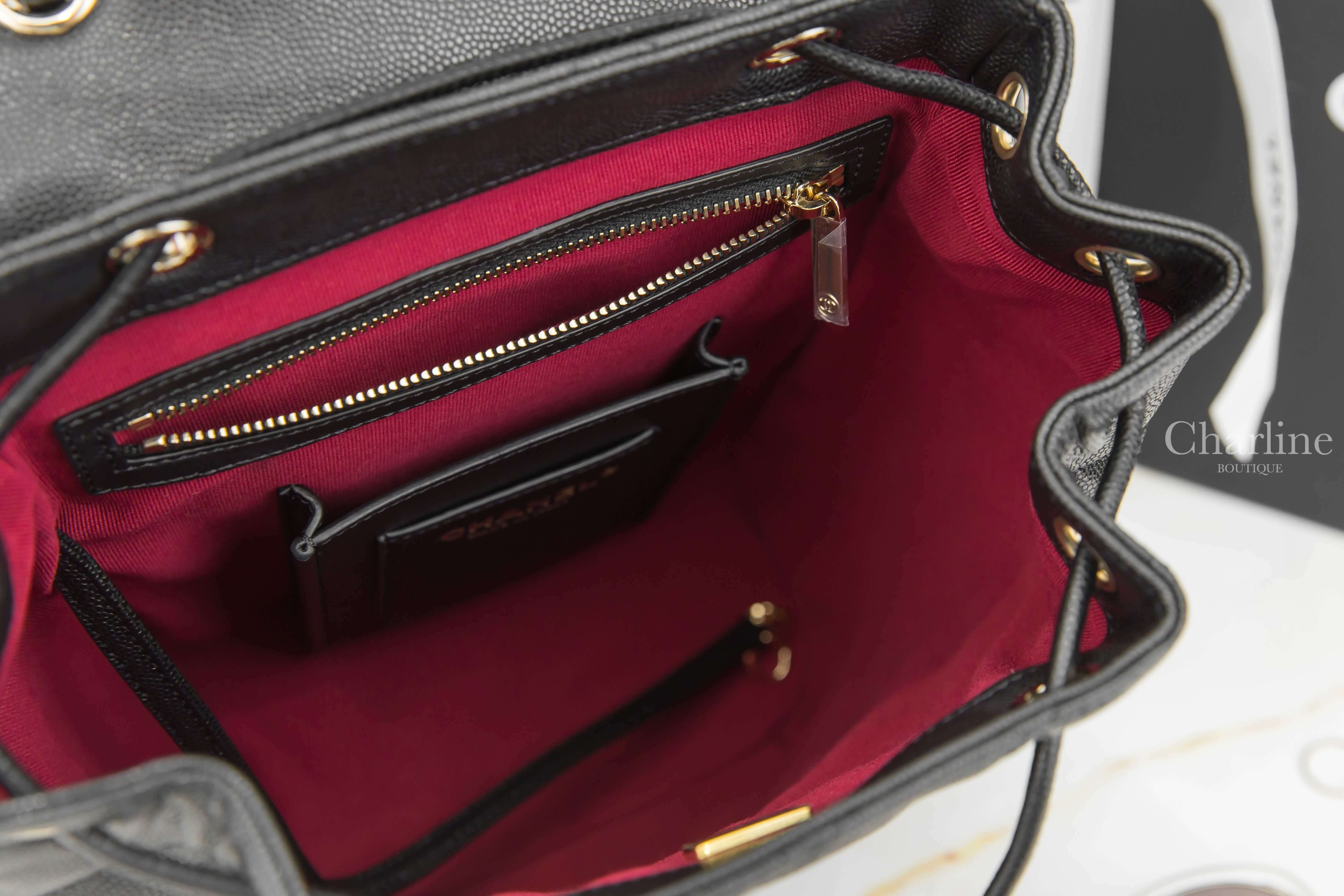 Chanel Backpack 黑色金CC金鍊荔枝菱格紋手提後背包-Charline Boutique 精品代購