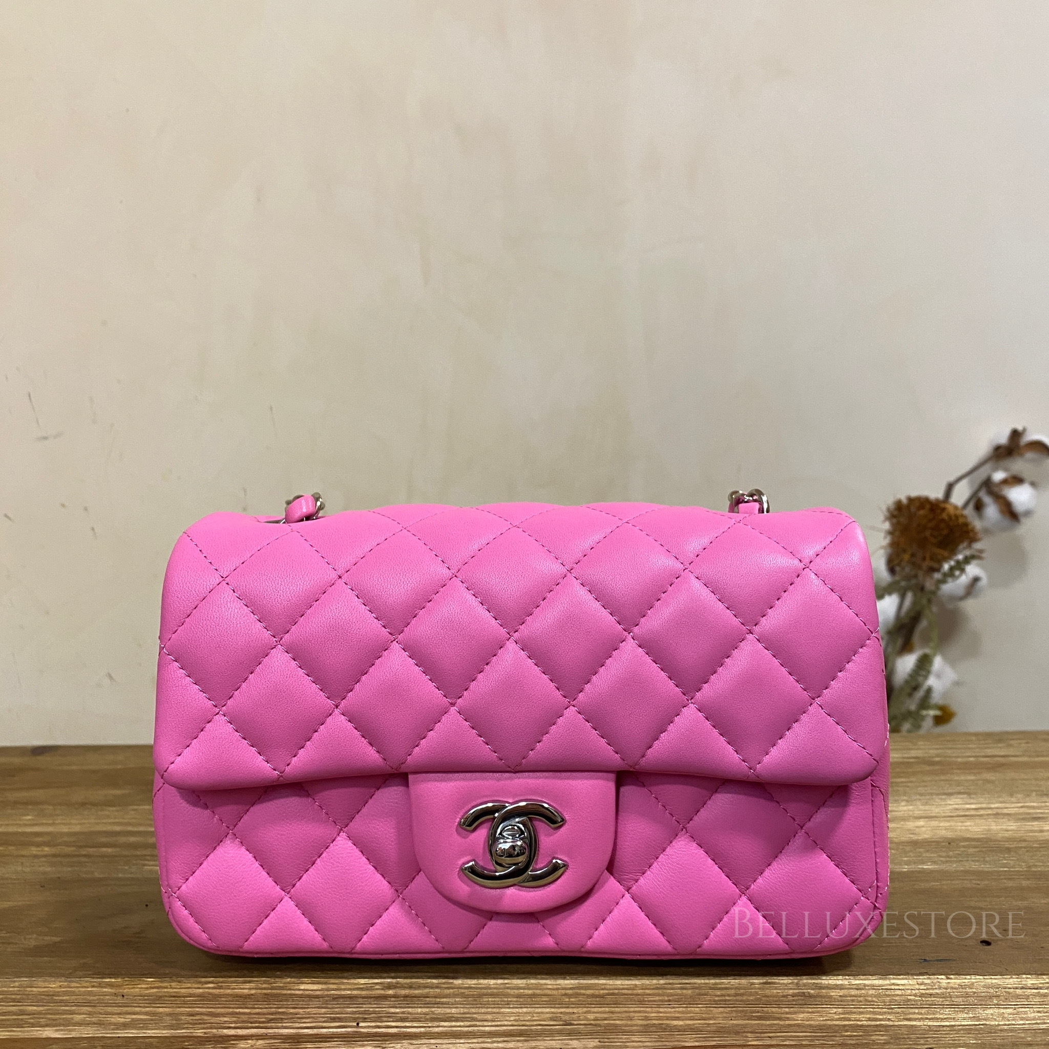 Unused] Chanel mini flap lambskin Pink/ silver