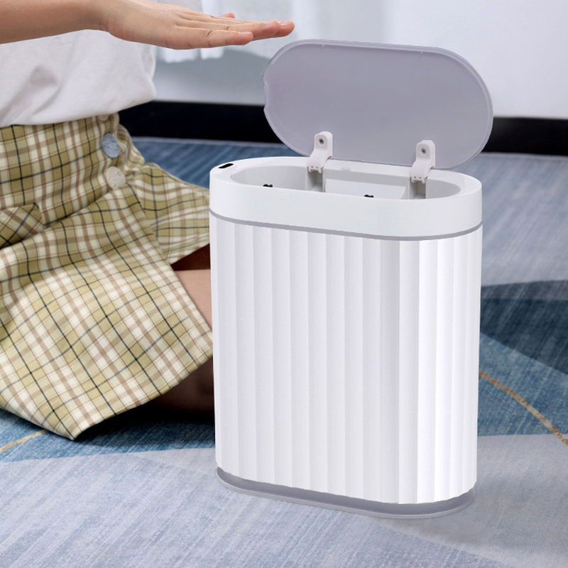 7L防水感應垃圾桶-白灰  ELPH5712