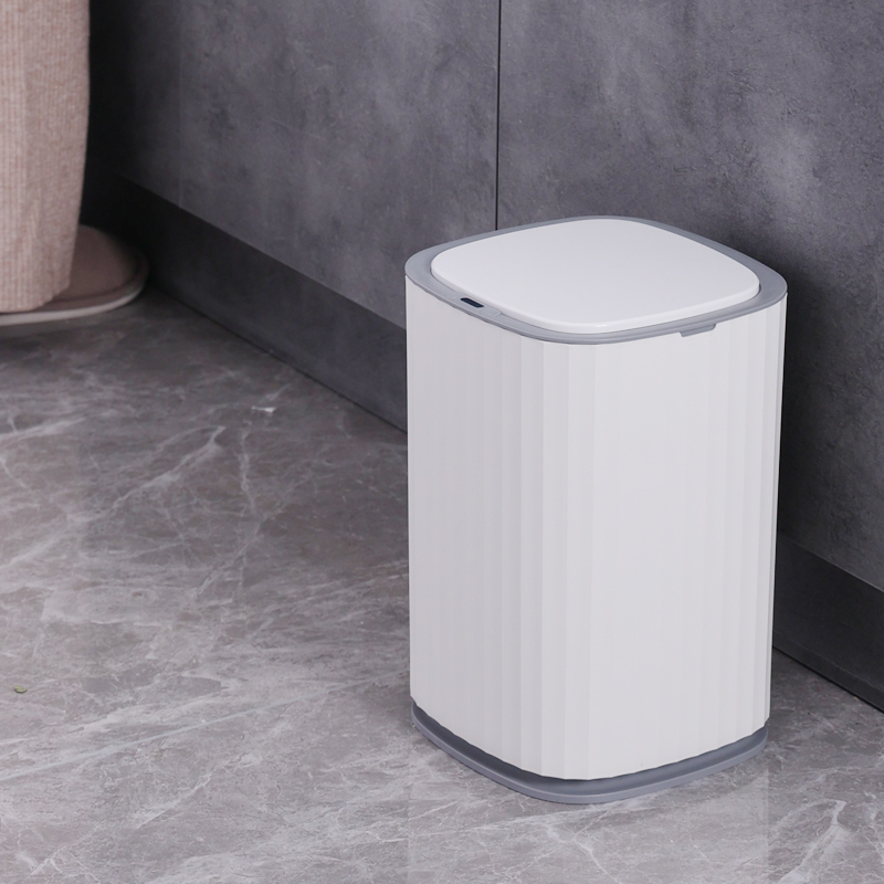 13L自動臭氧除臭感應垃圾桶-白灰 ELPH5911