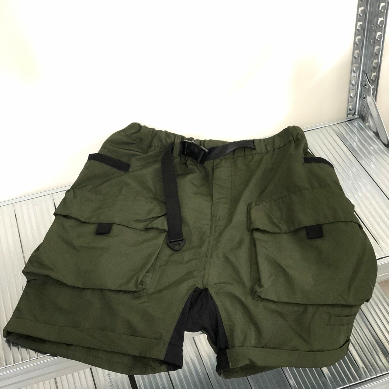 Screwme抗撕裂耐磨大口袋格紋古著工裝短褲 006