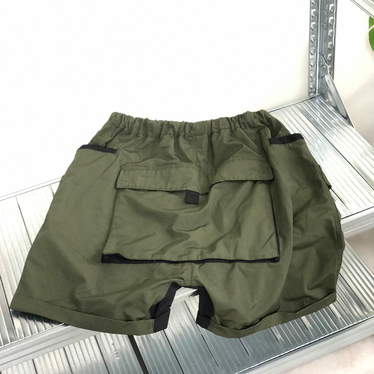 Screwme抗撕裂耐磨大口袋格紋古著工裝短褲 006