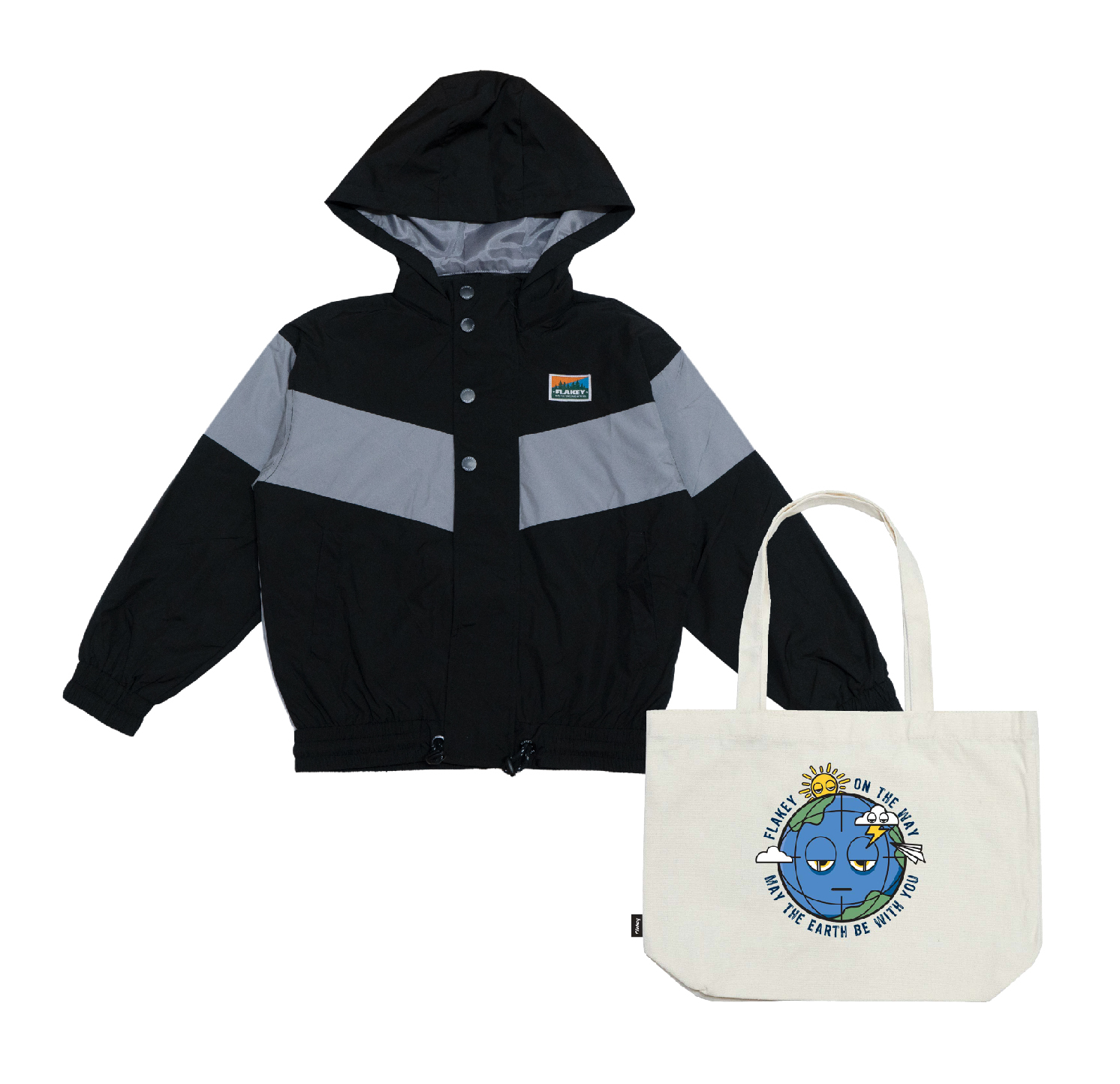 山系極黑拼色尼龍外套 (中性)