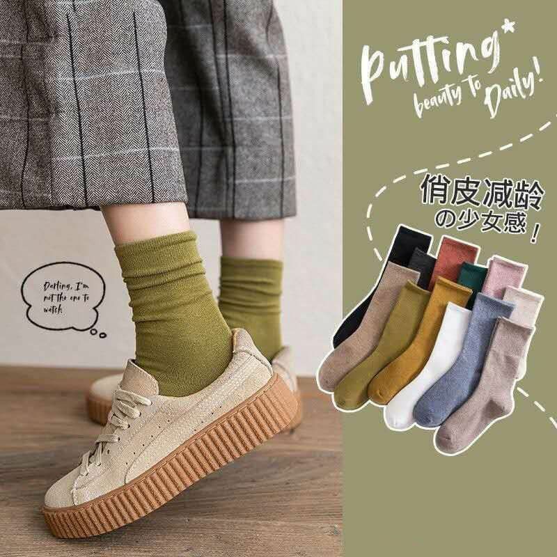 百搭簡約風純色襪