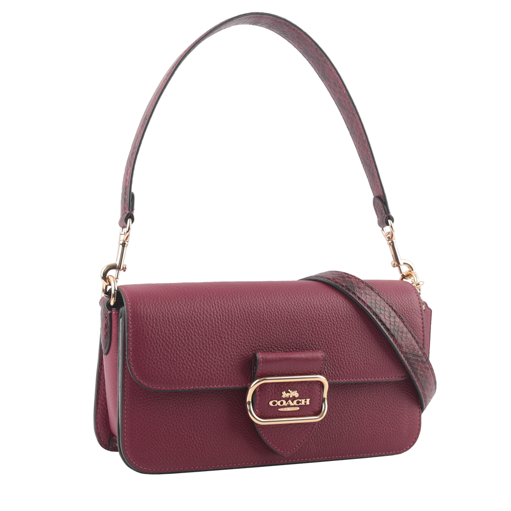【COACH】Morgan 方形馬車標誌二用法棍包(黑櫻桃色)