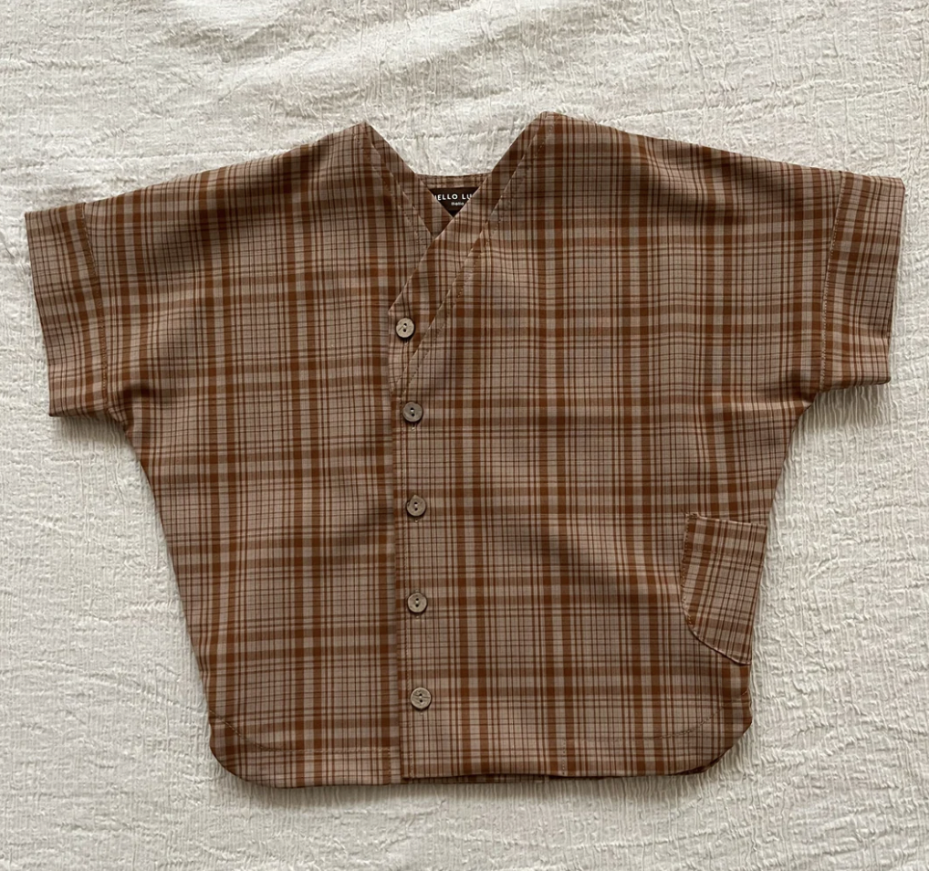 HELLO LUPO 排釦格紋上衣 ZEN SHIRT SHORT SLEEVES - Arancione quadri