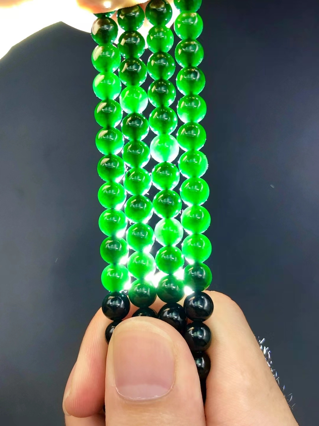 墨翠珠鏈 (6.8mm直徑), 天然翡翠A玉, 緬甸玉, Jade, Jadeite