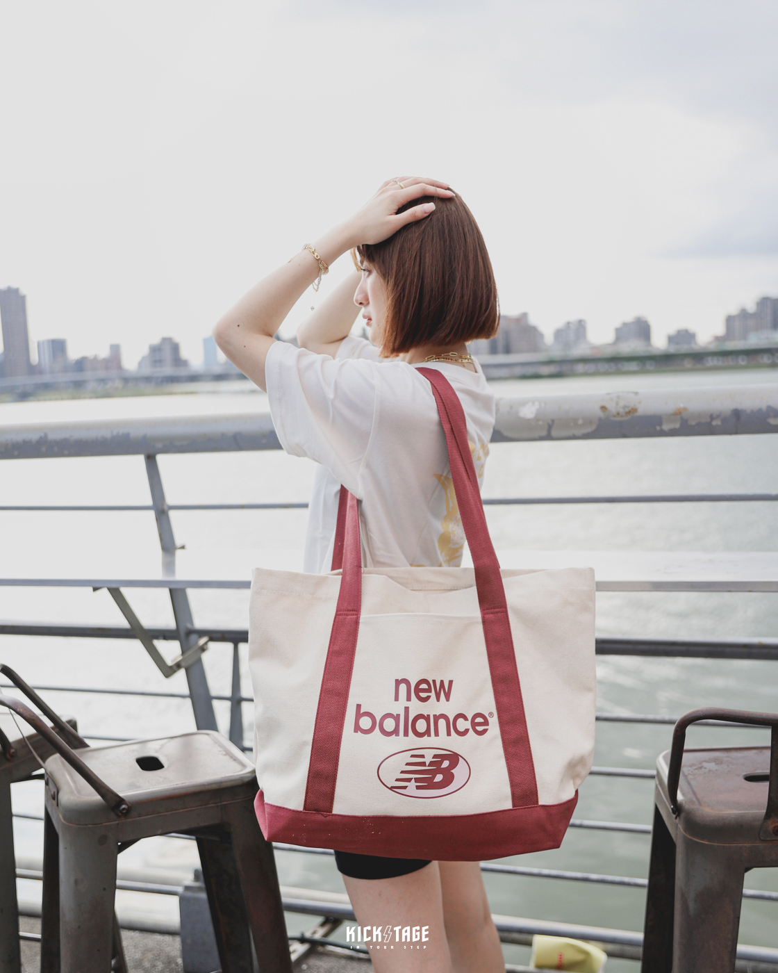 New Balance Mono Canvas Tote Bag Beige