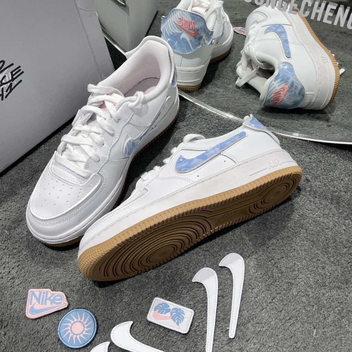 Nike Air Force 1 Low (GS) 白藍魔鬼氈DIY DM1020-100