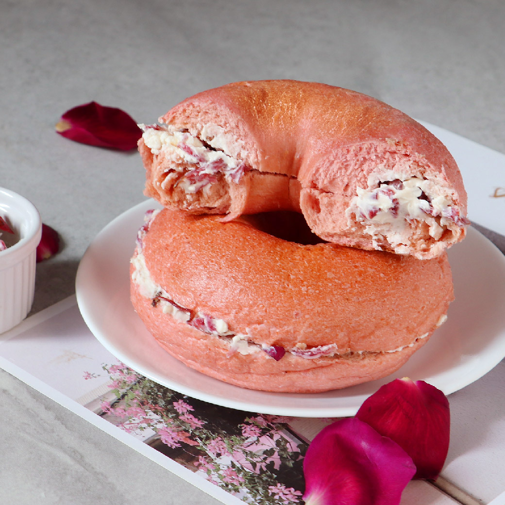 玫瑰洛神乳酪減醣貝果3入