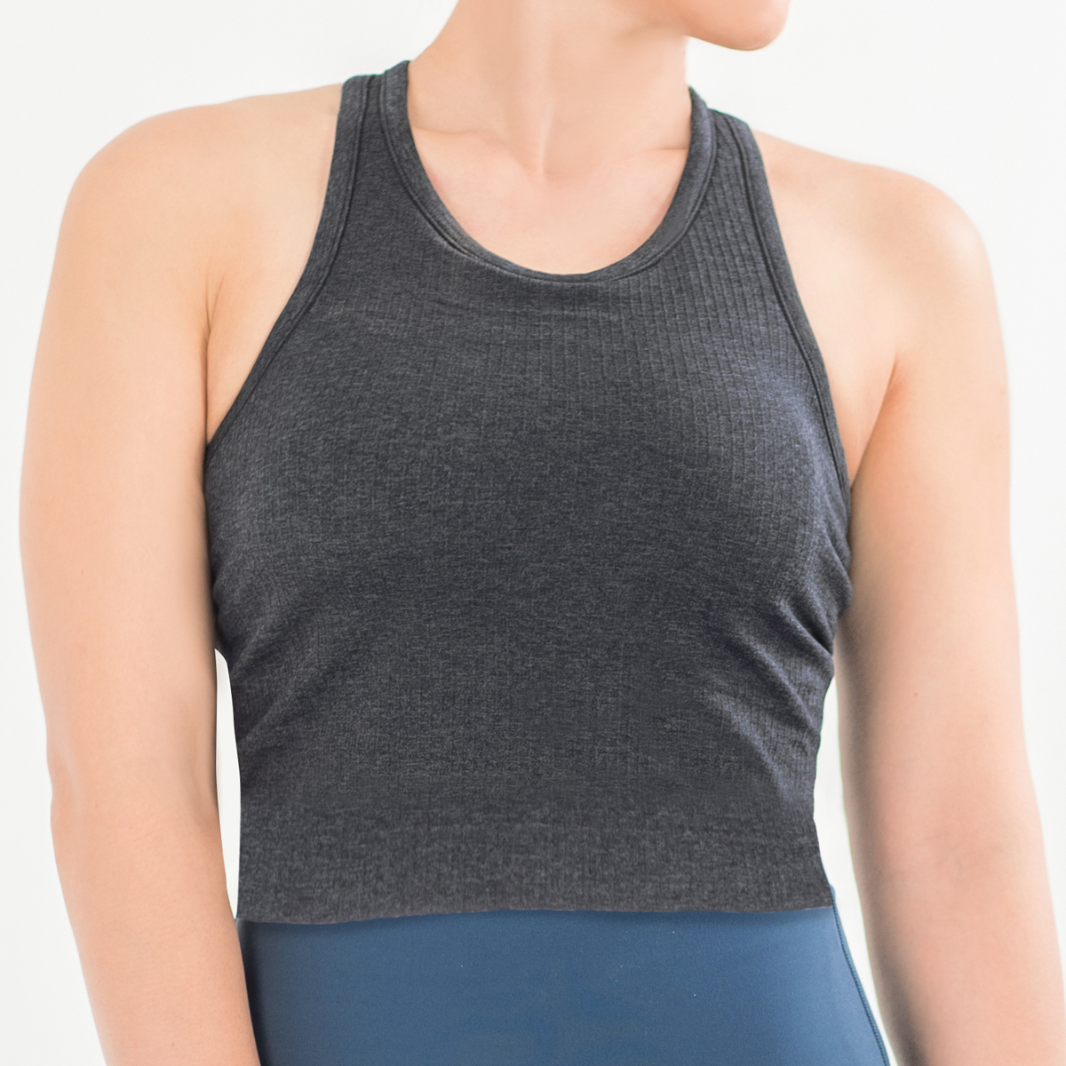 女款挖背彈力運動背心 黑