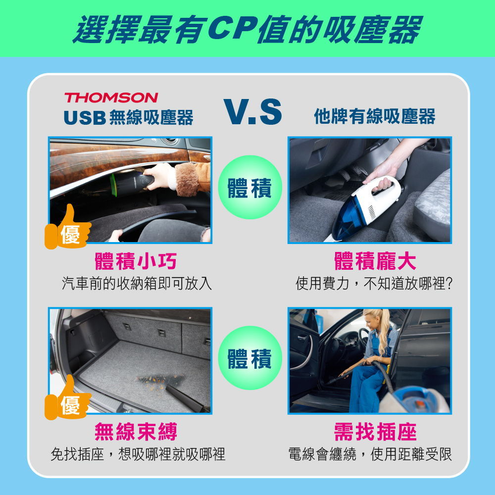 THOMSON USB手持無線吸塵器 TM-SAV54D