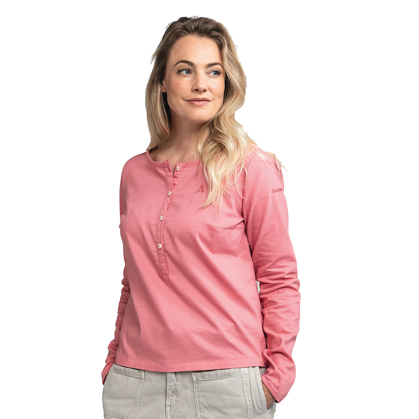 【Schoffel】女棉麻排汗透氣長袖開襟上衣 / 23SL20-13420-[粉、黃]