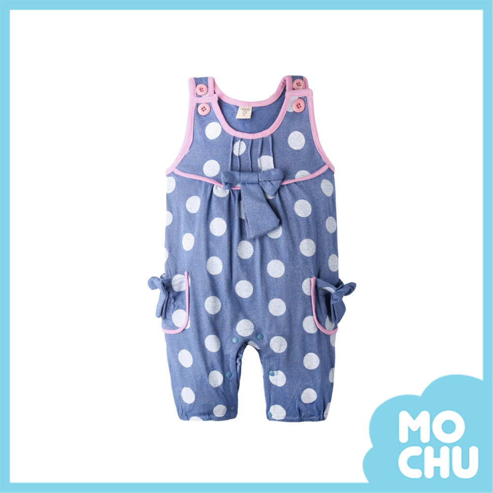 白點點蝴蝶結吊帶褲