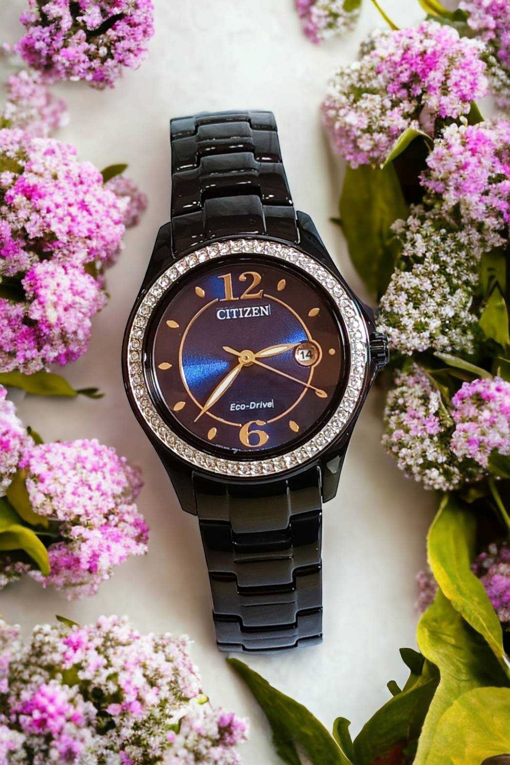 【CITIZEN 星辰】 光動能璀璨晶鑽時尚黑色腕錶 FE1255-84L 29.5mm 現代鐘錶