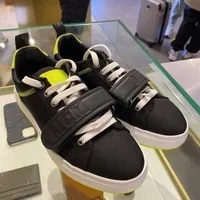 [S] MCM WOMEN'S LOW TOP SNEAKER ,BLACK NYLON NEON GREEN, MES9AMM68BK (SMCM37)