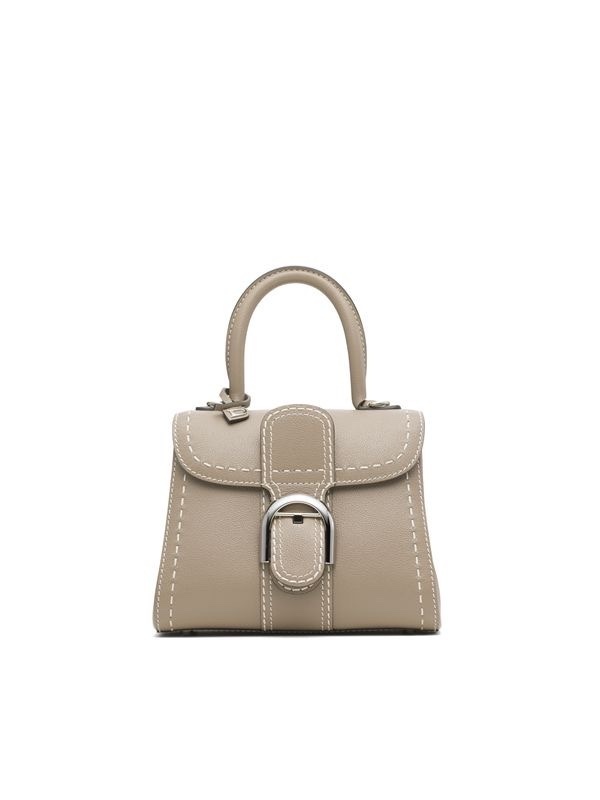 Delvaux Brillant Mini 斑鳩灰白色縫线銀扣