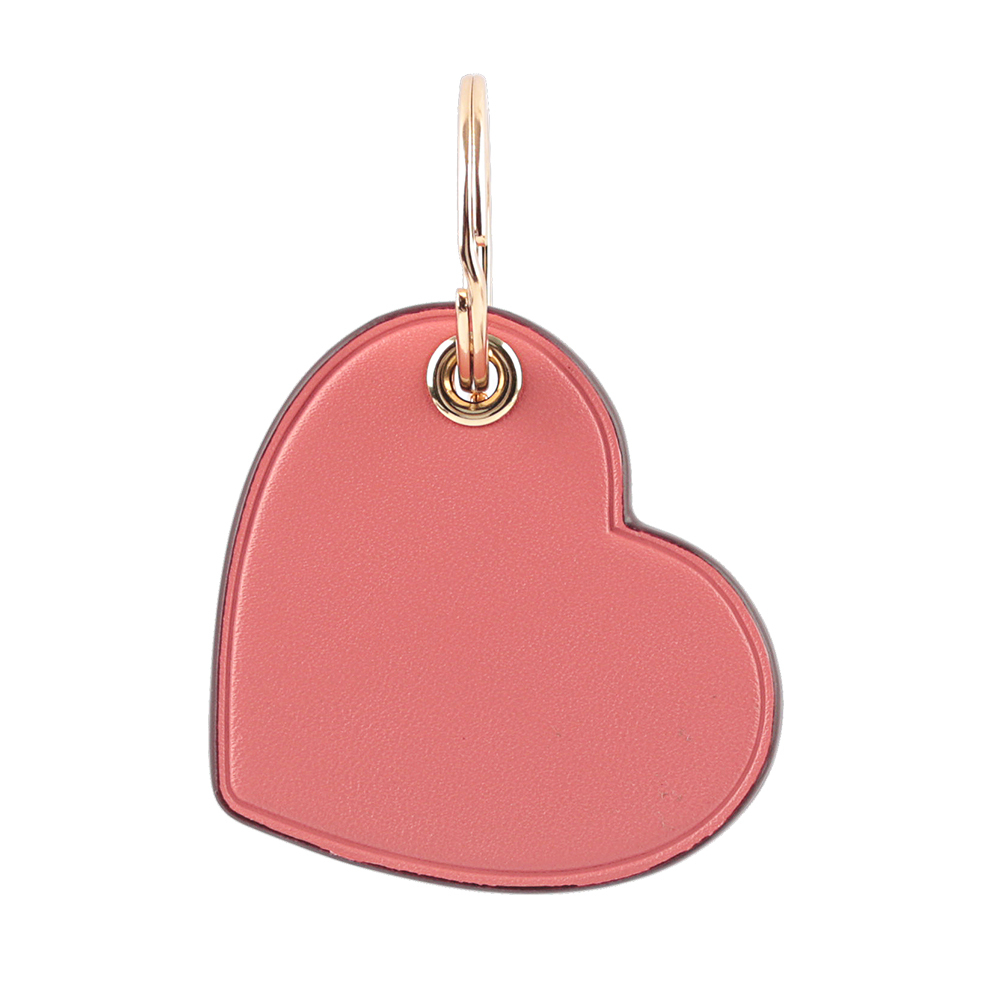 【COACH】平滑皮革愛心造型吊飾/鑰匙圈(太妃糖粉)