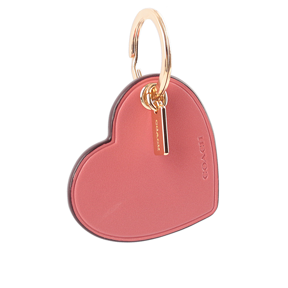 【COACH】平滑皮革愛心造型吊飾/鑰匙圈(太妃糖粉)