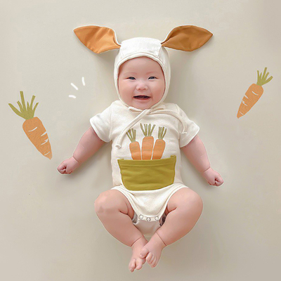 D40BE_SS23_C🐰🥕米色口袋蘿蔔兔造型包屁連帽